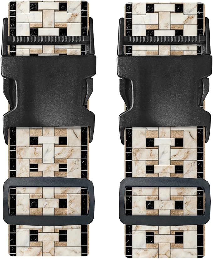 Nuxovilar Luggage Straps of 2 Set Marble Mosaic Pattern, 1.96x90.5 inches - Luggage Straps for Suitcases, Fit for Business Travel, Formal Trips, Daily Use