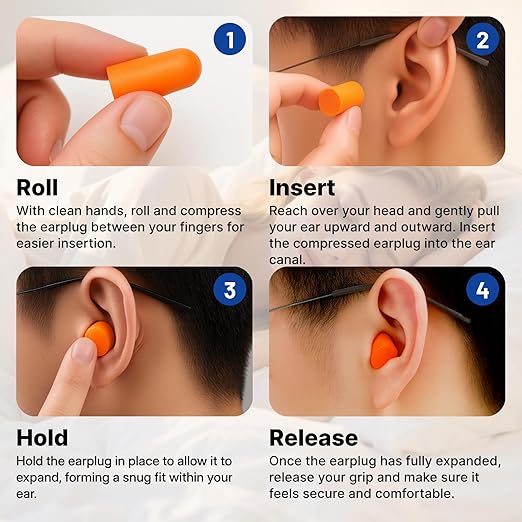 NORTHSKY Foam Ear Plugs, 200 Pairs Foam Earplugs for Sleeping, Effective Noise Reduction NRR of 32 dB, Bulk Ear Plugs, Bullet Shape, Slow Rebound, Cordless