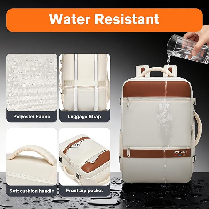 Practical Laptop Backpack, Next-Gen Bag for School Work Leisure & Travel, Luggage-Style Fashional Pack (Beige, 35L)