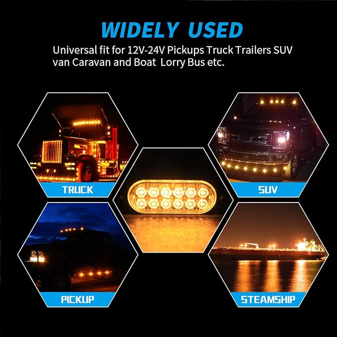 8-Pack 12 LED Vehicles Trucks Emergency Strobe Lights Kit, 12-24V Light | 18 Flash & Steady Modes, IP65 Waterproof, Emergency Flashing Construction Caution Lights for Truck Car ATV