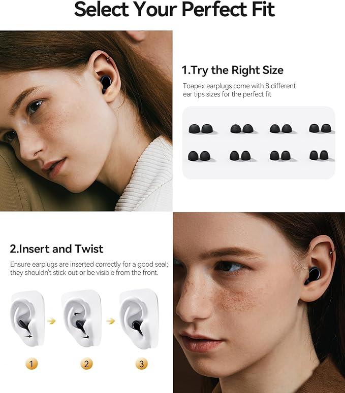 45dB Noise Cancelling Ear Plugs for Sleeping, Reusable Soft Silicone Earplugs for Snoring, Concerts, Side Sleepers, Airplane Travel, Hearing Protection, Noise Reduction Earplugs with Portable Case
