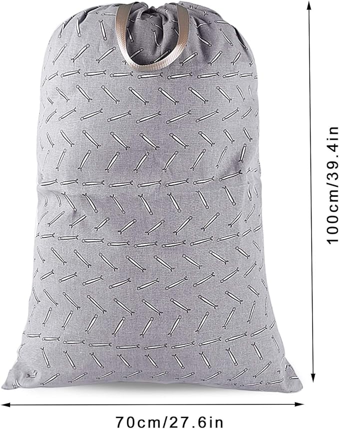 Extra Large Laundry Bag with Drawstring and Handle, Heavy Duty Travel Dirty Clothes Bag for Laundromat and Household, Durable Rip-Stop Laundry Hamper Liner, 28 x 40 Inch, Gray Match