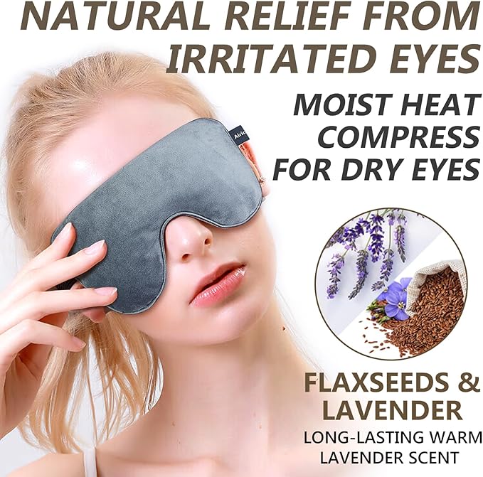 2 Pack Eye Mask for Dry Eyes, Steam Warm Compress for Eyes Blepharitis & Stye, Microwave Moist Heating Pad for Eyes