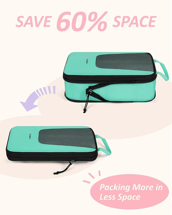 BAGSMART Compression Packing Cubes for Travel, 6/5/4set Lightweight Packing Organizers, Summer Travel Essentials Suitcase Organizer Bags Set