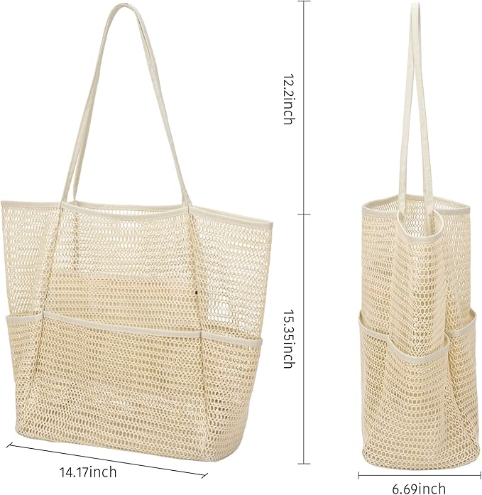 Tainehs Beach Bag - Mesh Tote Bag Beach Vacation Clothes for Women Pool Bag for Travel Pool Family Cruise Essentials 2026