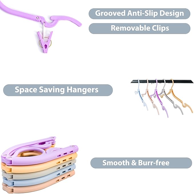 Travel Hangers, Cruise Ship Essentials Travel Essentials, Portable Cruises Must Haves 2025, Folding Hangers for Suitcase, RV Camping Airplane Europe Vacation Essential (10, Mixed)