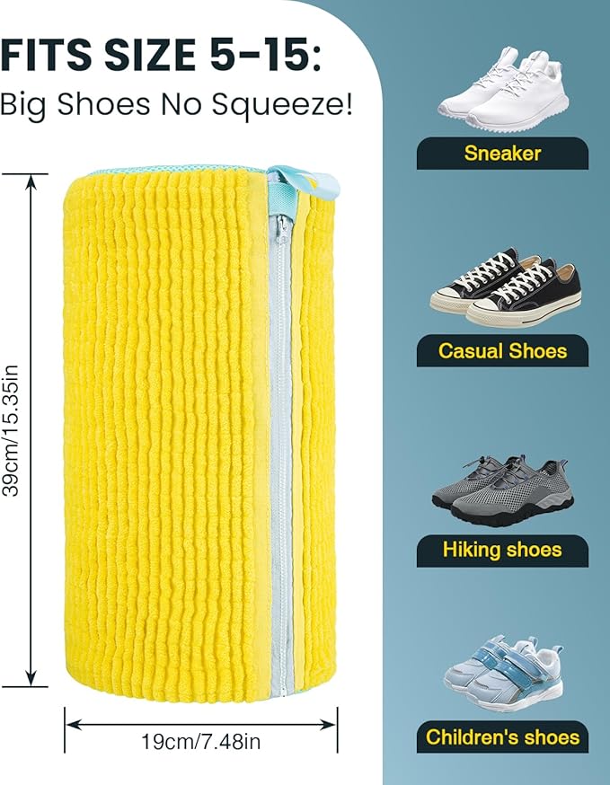 Shoe Washing Machine Bag: 2 Pack Reusable Shoes Cleaning Bags, Heavy Duty Shoe Laundry Bag for Washer & Dryer, 360° Deep Clean for Sneakers Tennis Shoes