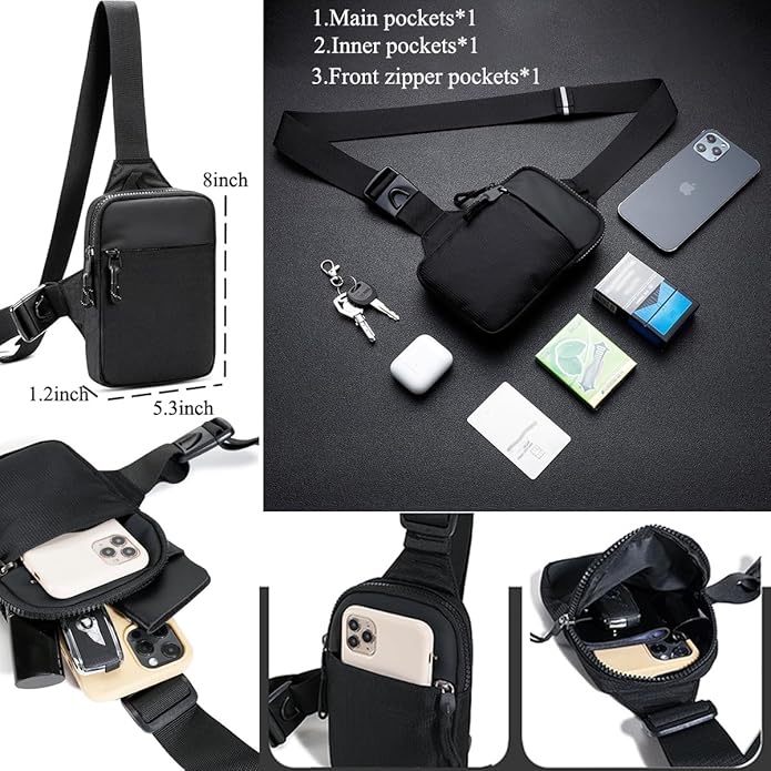 Mini Sling Bag for Men Crossbody,Small Chest Bag Casual Trendy Waterproof Lightweight Phone Crossover Daypack