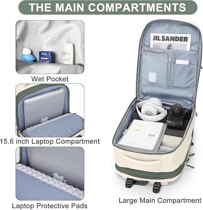 coofay Expandable Travel Backpack For Women Men Airline Approved Personal Item Backpack For Airlines Carry On Backpack Flight Approved Waterproof Backpack For Traveling On Airplane Travel Bag