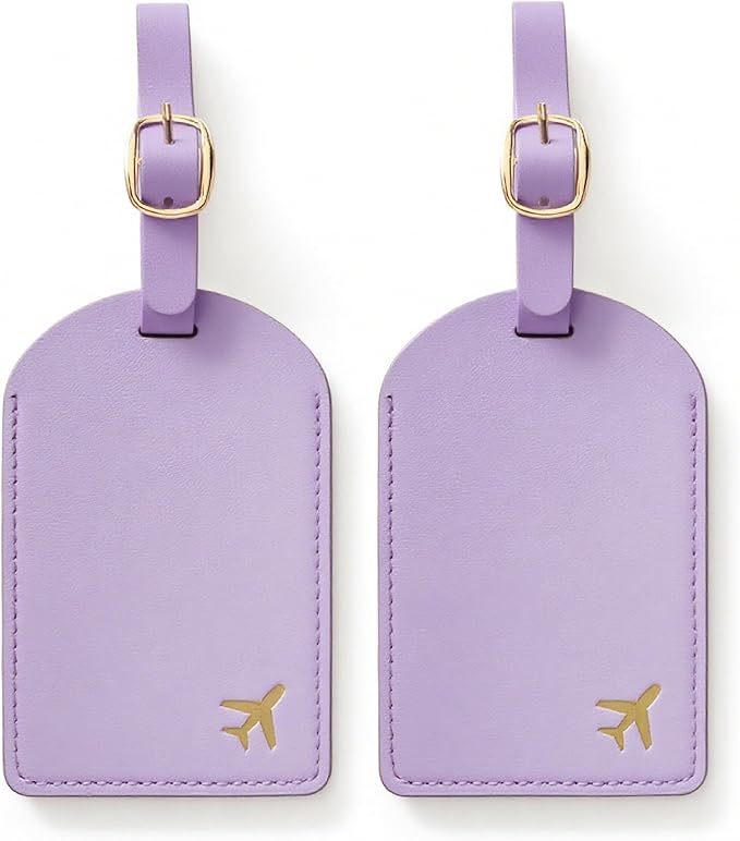 Luggage Tags for Suitcases, PU Leather Travel Tags for Luggage. (Lavender Mist)