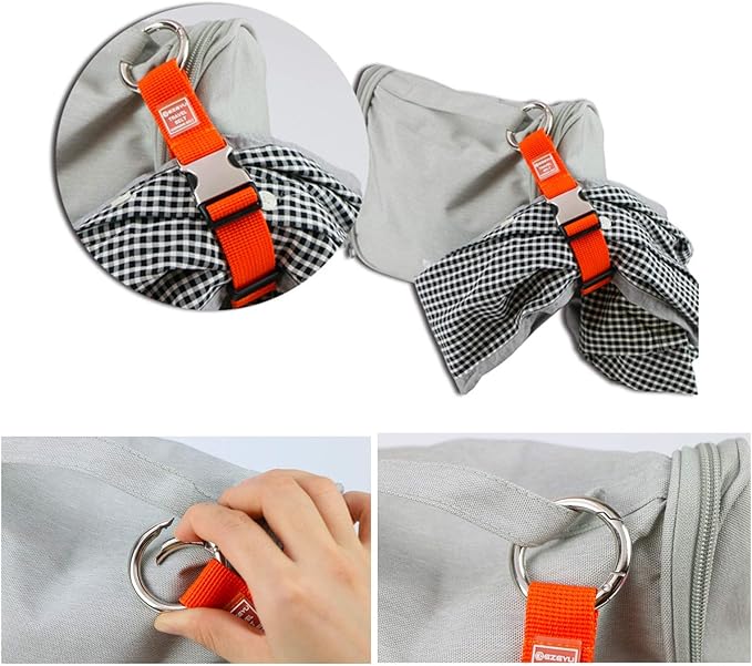 2PCS Add a Bag Luggage Strap Jacket Gripper,Heavy Duty Luggage Straps Carry-on Baggage Suitcase Straps Belts Travel Accessories (Black/Orange)