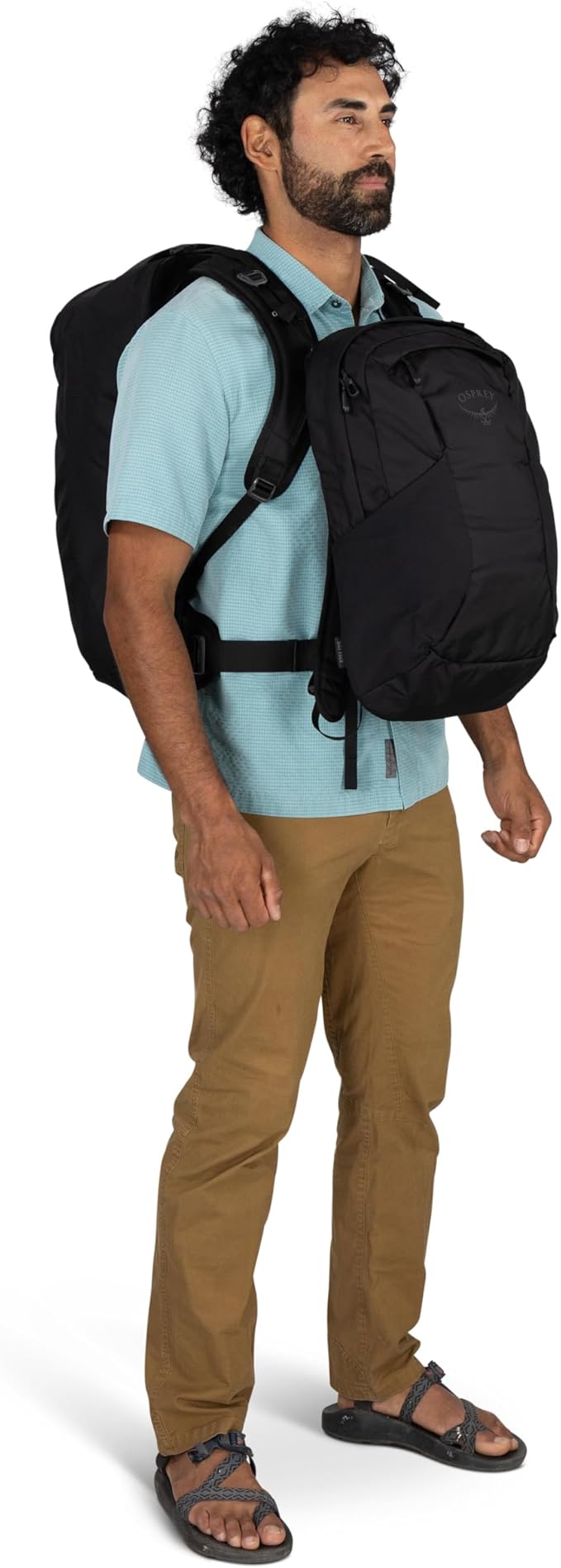Osprey Farpoint 55L Men's Travel Backpack - Carry On Bag with Personal Item Sized Detachable Daypack, Black, Extended Fit