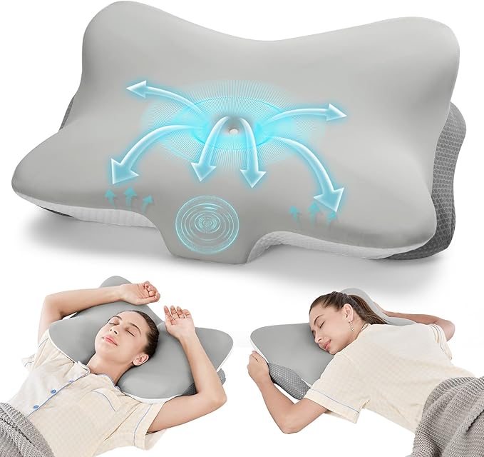 Cervical Pillow for Neck and Shoulder Pain Relief, Ergonomic Memory Foam Contour Pillow with Adjustable Dual Heights, Breathable Pillowcase, Orthopedic Support for Side Back Stomach Sleepers