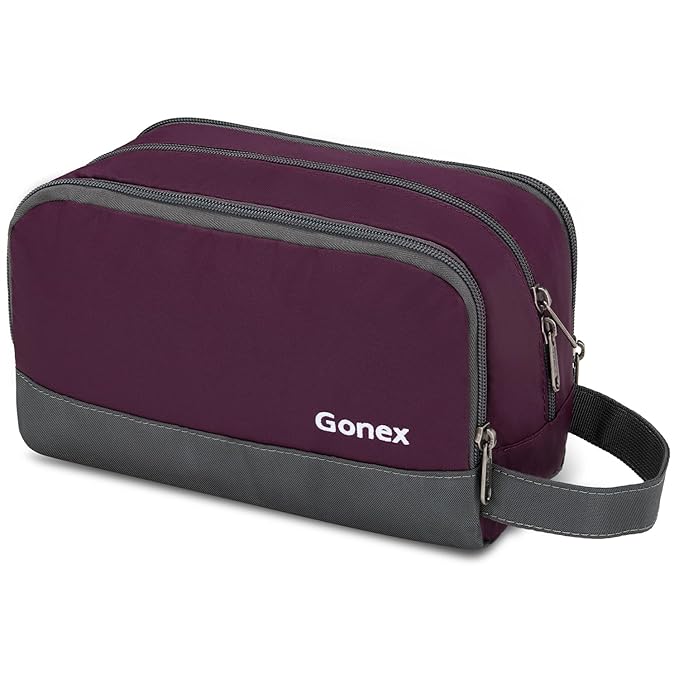 Gonex Travel Toiletry Bag Nylon, Toiletries Kit Shaving Bag Toiletry Organizer Burgundy