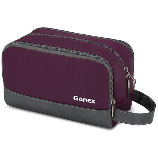 Gonex Travel Toiletry Bag Nylon, Toiletries Kit Shaving Bag Toiletry Organizer Burgundy