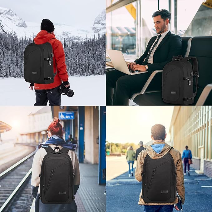 WENIG 17.3 Inch Laptop Backpack,Large Travel Laptop Bag with USB Charging Port, Anti Theft Water Resistant Business Backpack for Men and Women, Durable Big Capacity Heavy Duty Computer Bag,Black