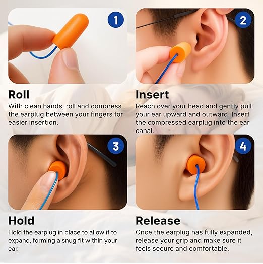 NORTHSKY Foam Ear Plugs, 200 Pairs Foam Earplugs for Sleeping, Effective Noise Reduction NRR of 32 dB, Bulk Ear Plugs with Cord, Bullet Shape, Slow Rebound