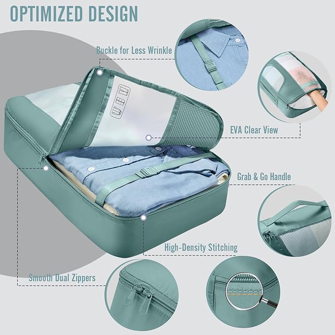 Veken 10 Set Packing Cubes for Travel Essential, Suitcase Organizer Bags in 4 Sizes, Carry-On Luggage Accessories with Large Laundry & Hanging Toiletry Bag, Must-Have for Airplane, Road Trip & Camping