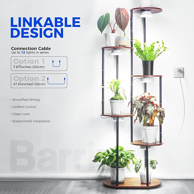 Barrina Orbgrow OG09 Puck Grow Light, 18W(2 x 9W), 5000K, 2 Packs, White | Full Spectrum Plant Light for Indoor Plants, Magnetic & Linkable, Small Grow lamp, Perfect for Plant Shelf
