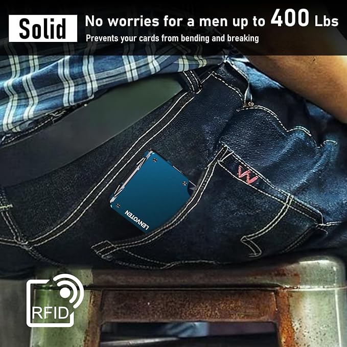 Lenvoten Upgraded Hinged Minimalist Wallet for Men | Slim Metal RFID Blocking Wallet | Credit Card Holder & Money Clip Holds 20 Cards | Premium Scratch-Resistant Finish | Ideal Gift for Men