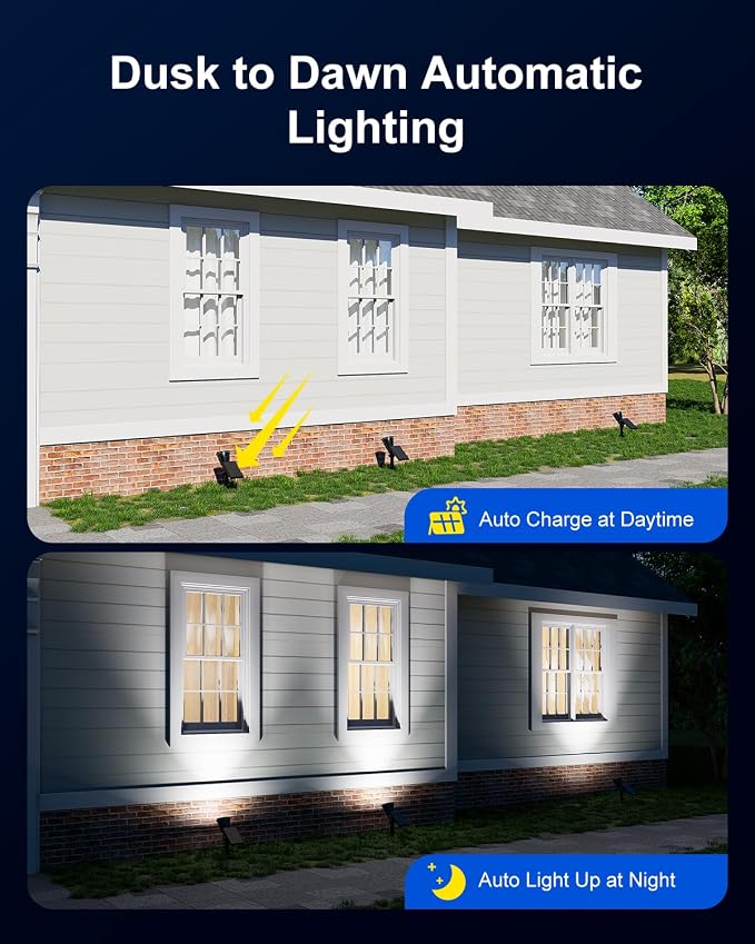 Solar Spot Lights Outdoor Cool White LED Waterproof Landscape Flood Lamp | 2 Modes Lighting, Large Size Power Panel, 12 Hrs Lasting Working, Bright Illuminated Flag, Tree, Flower, Lawn, Garden, Yard