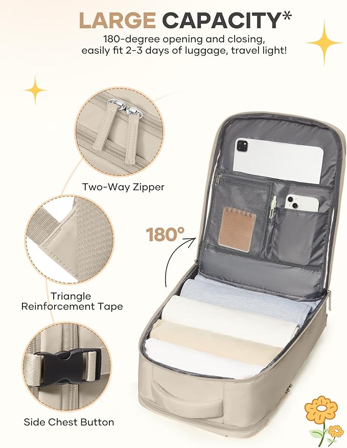 coofay Travel Backpack For Women Men Airline Approved Carry On Backpack Flight Approved Waterproof Sports Luggage Backpack Casual Daypack Small Hiking Backpack