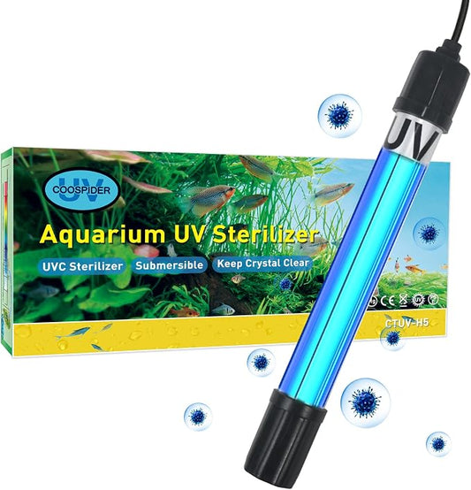 TARARIUM Aquarium Light 5W for 20-75 Gallon Submersible Clean Green Lamp CTUV-H6F/CTUV-H5P/CTUV-H4F/AQ028/IX-120-U-V Replacement Light Bulb
