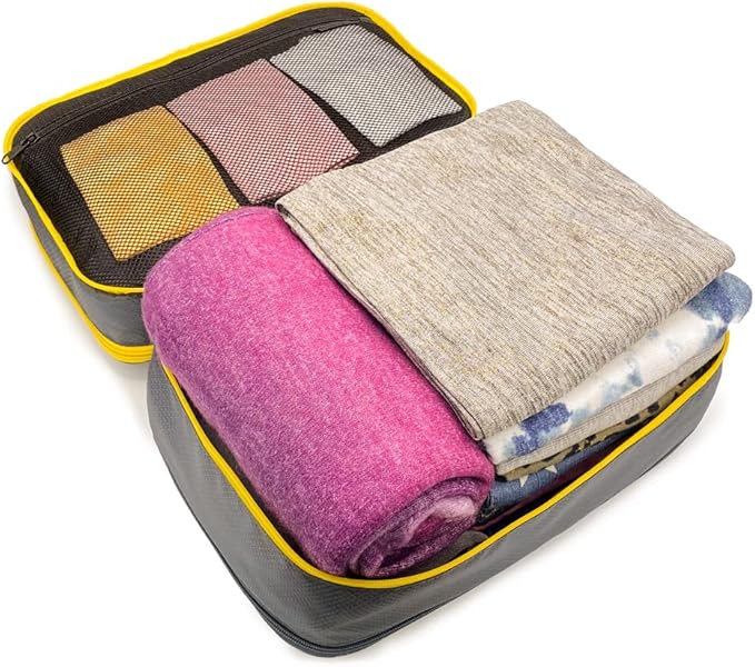 Biaggi Double Deck Compression Packing Cube –2-in-1 Expandable Travel Organizer with Integrated Shoe Cube Compartment – Lightweight Packing for Carry-On or Suitcase