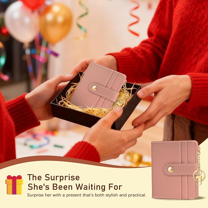 Jogjam Coral Pink Rfid Ladies Wallet, Small Slim Thin Compact Credit Card Women Wallet, PU Leather Bifold Cash Zipper Coin Pocket ID Window for Female