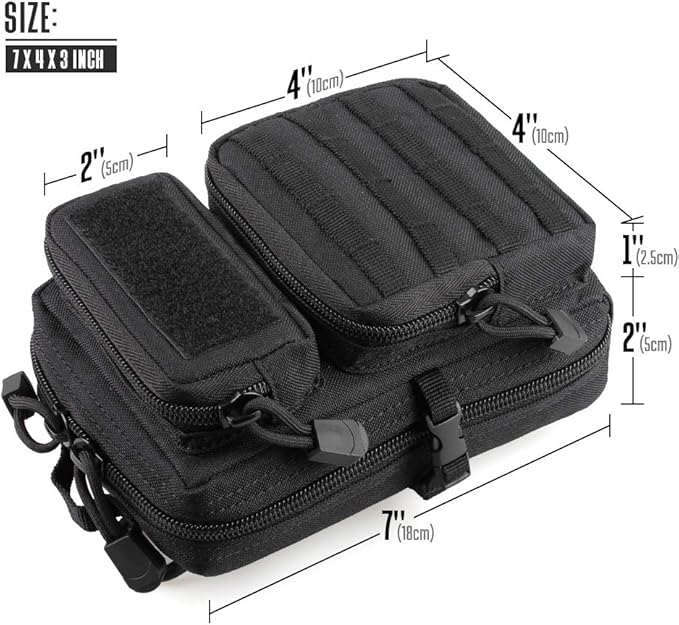 LIVANS Tactical Molle Utility Pouch, EDC Tool Pouch Tactical Phone Pouches Mini Waist Pouches Medical EDC IFAK Pack Mini Design of 3-Day Backpack