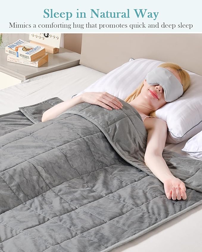 Topblan Weighted Blanket Queen Size 15lbs, Adult Weighted Blankets with Soft Warm Fabric for Sleeping and Calming, Adult Heavy Blanket for Sofa Bed, Grey, 60 x 80 inches