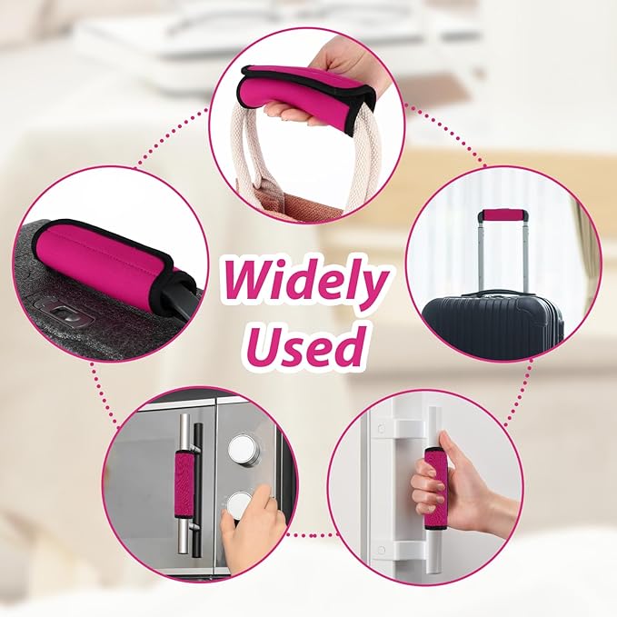 2Pack Luggage Handle Wraps for Suitcase,Rose Red Soft Luggage Identifiers for Suitcases,Travel Essential Bag Handle Wrap,Neoprene Material Suitcase Handle Wraps for Traveling