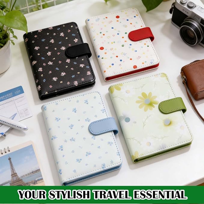 Melsbrinna Rfid Passport Holder for Travel women/Men, Cute Passport Wallet Rfid Blocking Card Slots, Rfid Passport Cover/CaseTravel Wallet, Passport Book Holder (1, floral green)