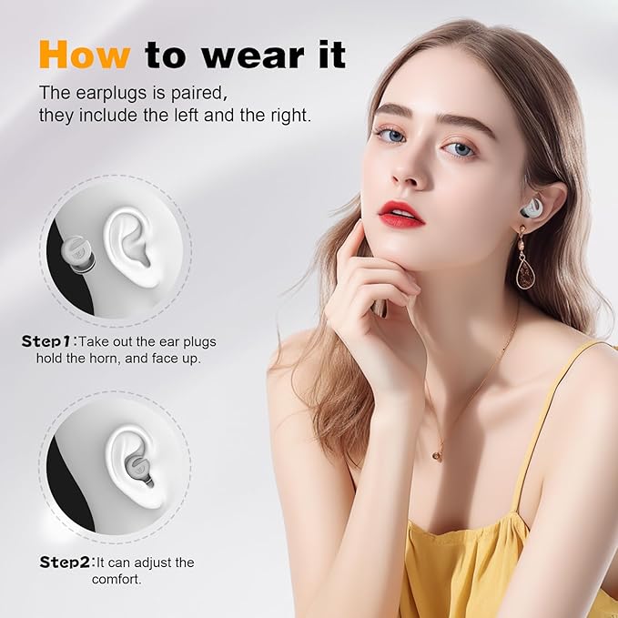 Ear Plugs for Sleeping Noise Cancelling, 36dB Noise Reduction Earplugs, Silicone Reusable Hearing Protection Ear Plug, Waterproof Earplug Suitable for Sleeping (Pink, 1 Pair)