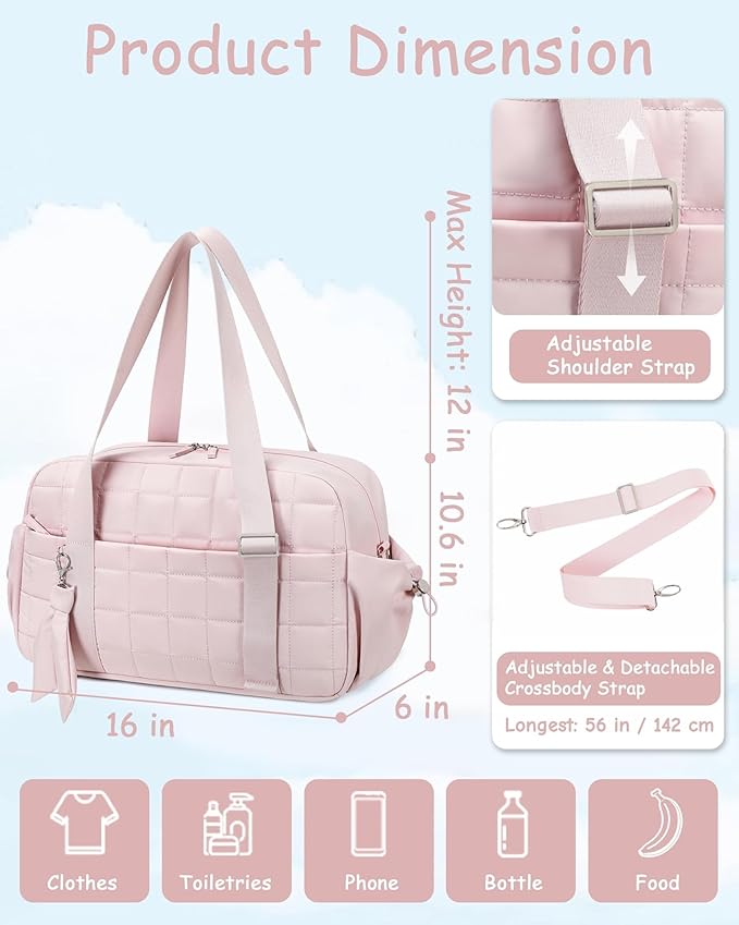 CAMTOP Gym Bag for Women, Duffle Bag for Travel With Insulated Pocket and Wet Pocket, Carry On Weekender Dance Yoga Workout Bag