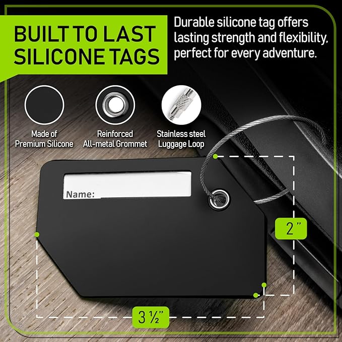 Untethered 4-Pack Luggage Tag Set | Durable Luggage Tags for Suitcases & Travel Bags | Bag Tag & Name ID Identifiers | Suitcase Tags for Easy Luggage Identification