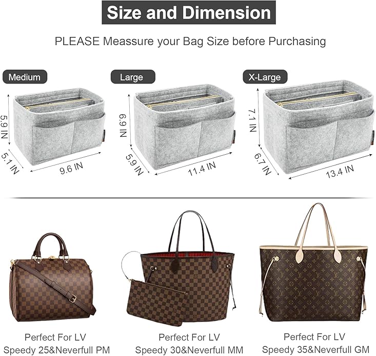 OMYSTYLE Purse Organizer Insert, Felt Tote Bag Organizer Insert with 5 Sizes, Handbag Dividers for Inside Purse, Compatible with Longchamp, Neverful, Speedy and More