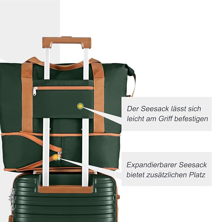 Joyway 24 Inch Checked Luggage, Expandable Suitcase with Spinner Wheel, 3 Piece Hard Shell Luggage Set with TSA Lock(Green)