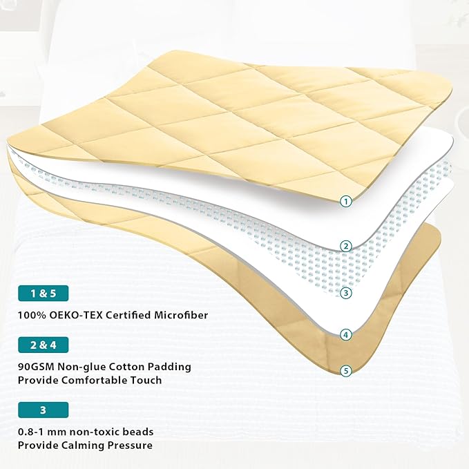 L'AGRATY Weighted Blanket - 60"x80" 15lbs Cooling Breathable Heavy Blanket Microfiber Material with Glass Beads for Adult All-Season Summer Fall Winter Soft Thick Comfort