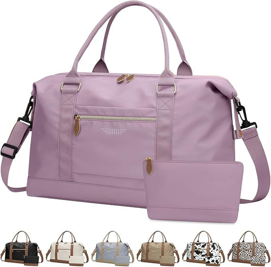 Travel Duffle Bag for Women, Weekender Bags, Hospital Bag for Labor Delivery, Lightweight Tote Duffel Overnight Bag with Luggage Sleeve,Airplane Travel Bags (Purple, X-Large)