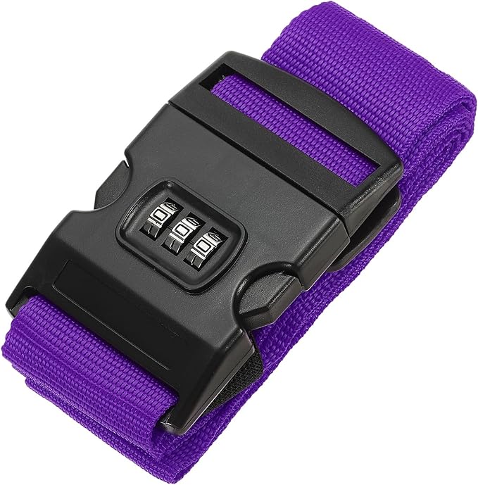 PATIKIL Luggage Straps, Suitcase Straps Adjustable Luggage Belts Strap with Combination Lock for Luggage Suitcases Travel, Purple