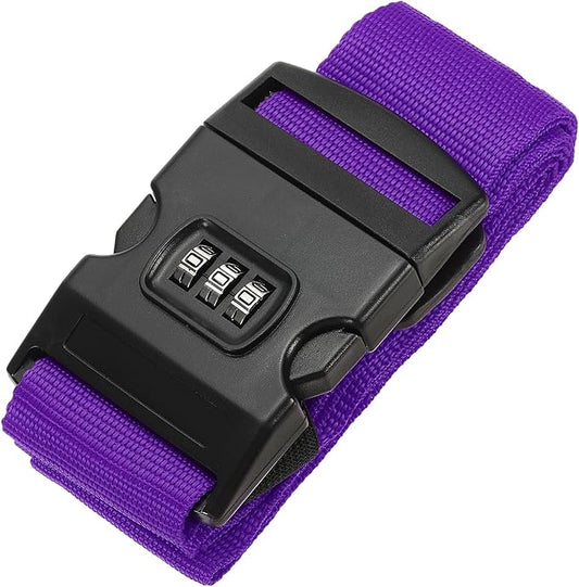 PATIKIL Luggage Straps, Suitcase Straps Adjustable Luggage Belts Strap with Combination Lock for Luggage Suitcases Travel, Purple