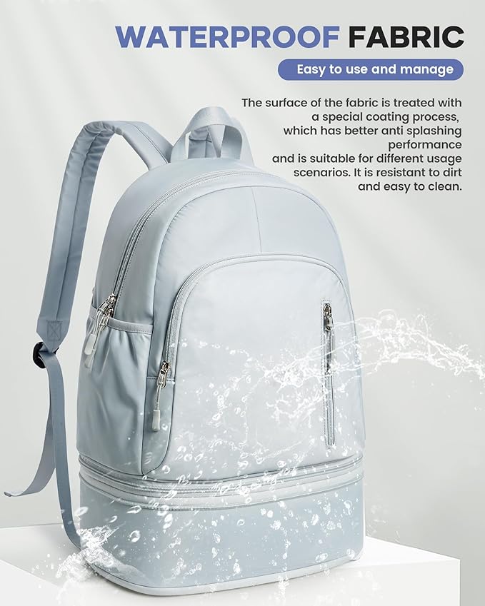 Gym Backpack for Women Men, Lightweight Gym Bag with Shoe Compartment, Waterproof Backpack Sports Essentials with Wet Pocket for Fitness Yoga Sports, Blue