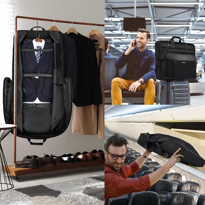 Garment Bag Travel Suit Bag Large 40-Inch Carry on Bag Up to 3 Suits,2 in 1 Hanging Luggage Bags, Fits 15.6Inch Laptop