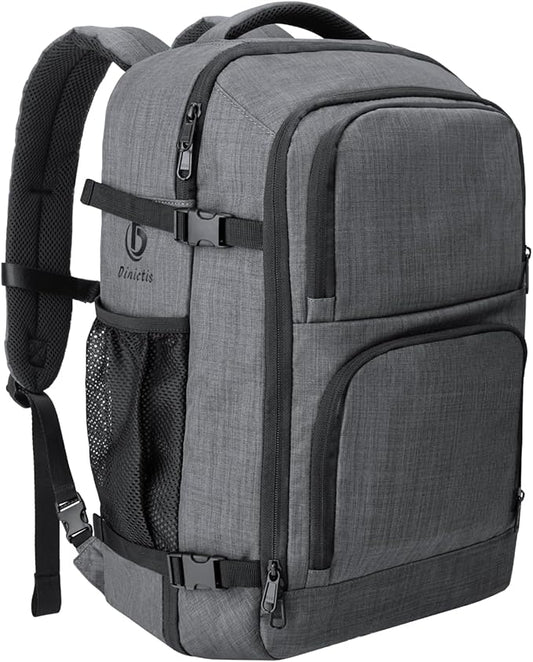 Dinictis Travel Backpack Carry on Flight Approved, Backpack Suitcase for Travel, Personal Item Travel Bag fits 17 inch Laptop- Dark grey