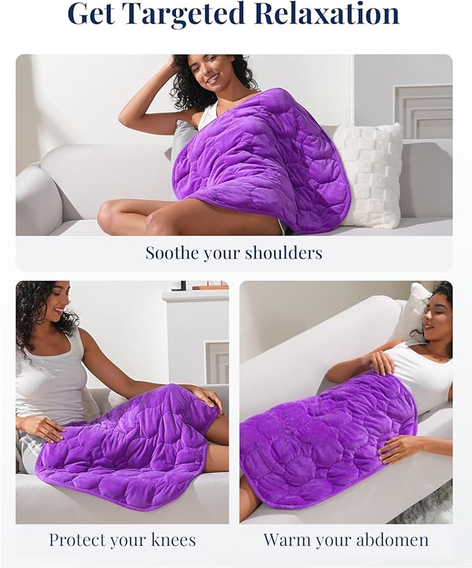 Kivik Small Weighted Blanket for Adult Travel Size, Weighted Lap Blanket 7 lbs, Calming & Relaxing, Unique, 29x24 inches, Purple