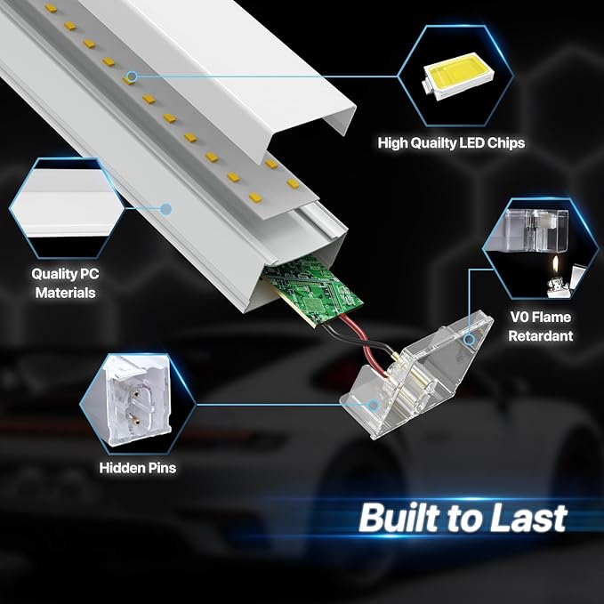 HYPERLITE Gen II Hexagon Garage Light, Upgraded 3 Level Dimmable 581W 58100LM Super Bright Garage Detailing Lights, 22 Grids Hexagon Shop Lights, Hex LED Lights for Basement, Gym, Barber
