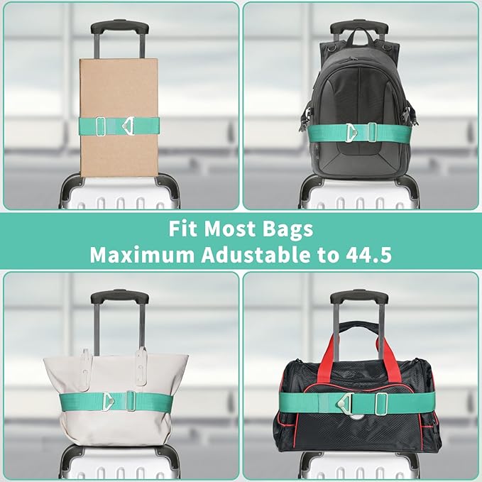 TOOVREN 2-in-1 Travel Belt for Luggage Straps Add a Bag Bungees Suitcase Luggage Strap Over Handle Suitcases Belt for Carry On Bag Adjustable Backpack Attachment Airport Travel Accessories Light Blue