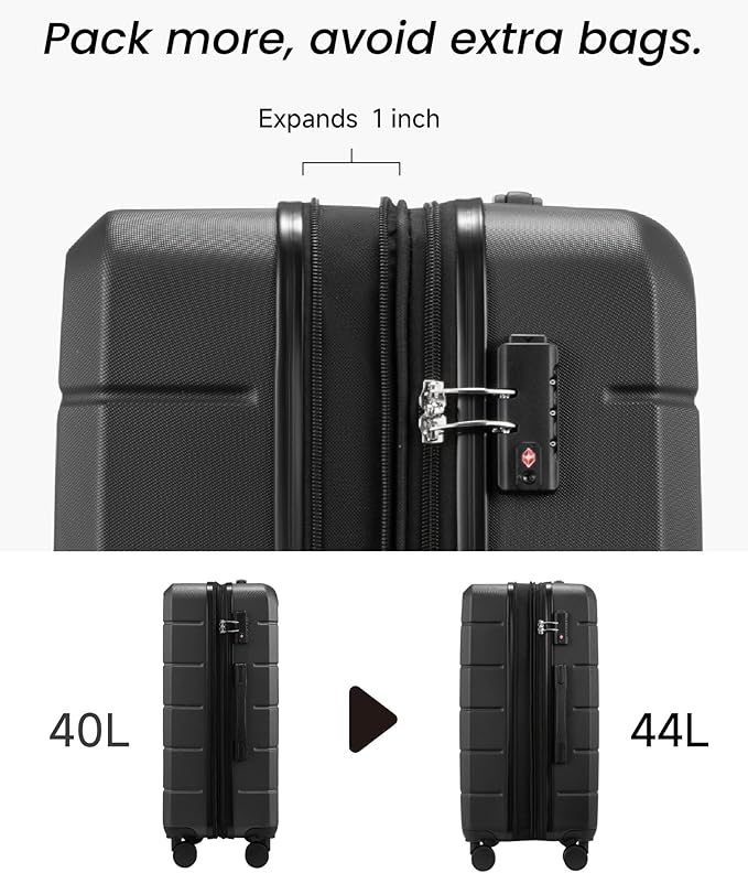 Carry On Luggage 22x14x9 Airline Approved with Spinner Wheels, Expandable Hardside Suitcase, White