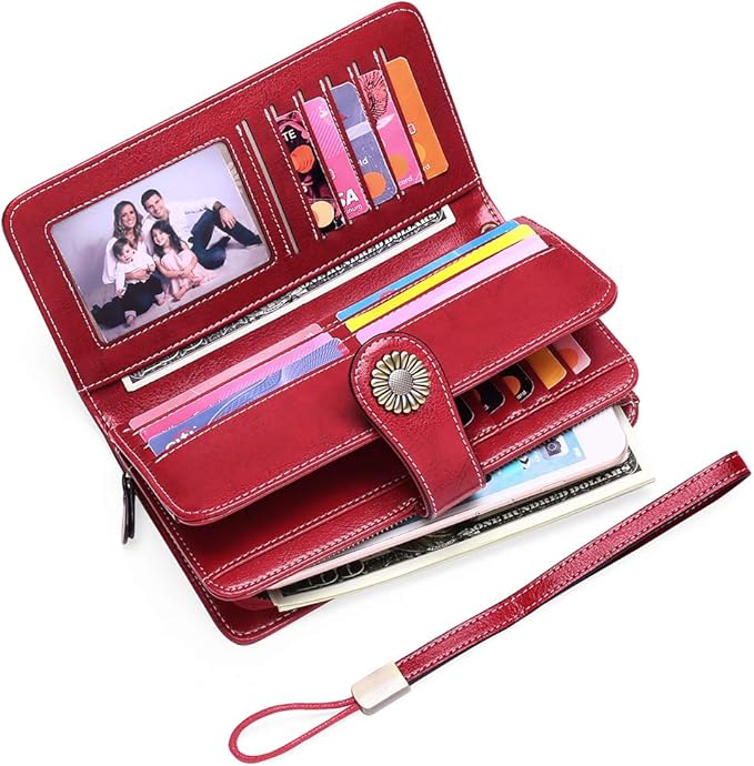 SENDEFN Wallets for Women Leather Credit Card Holder with RFID Blocking Large Capacity Wristlet | with RFID Blocking, Large Capacity, Wristlet, with RFID Blocking, Large Capacity, Wristlet